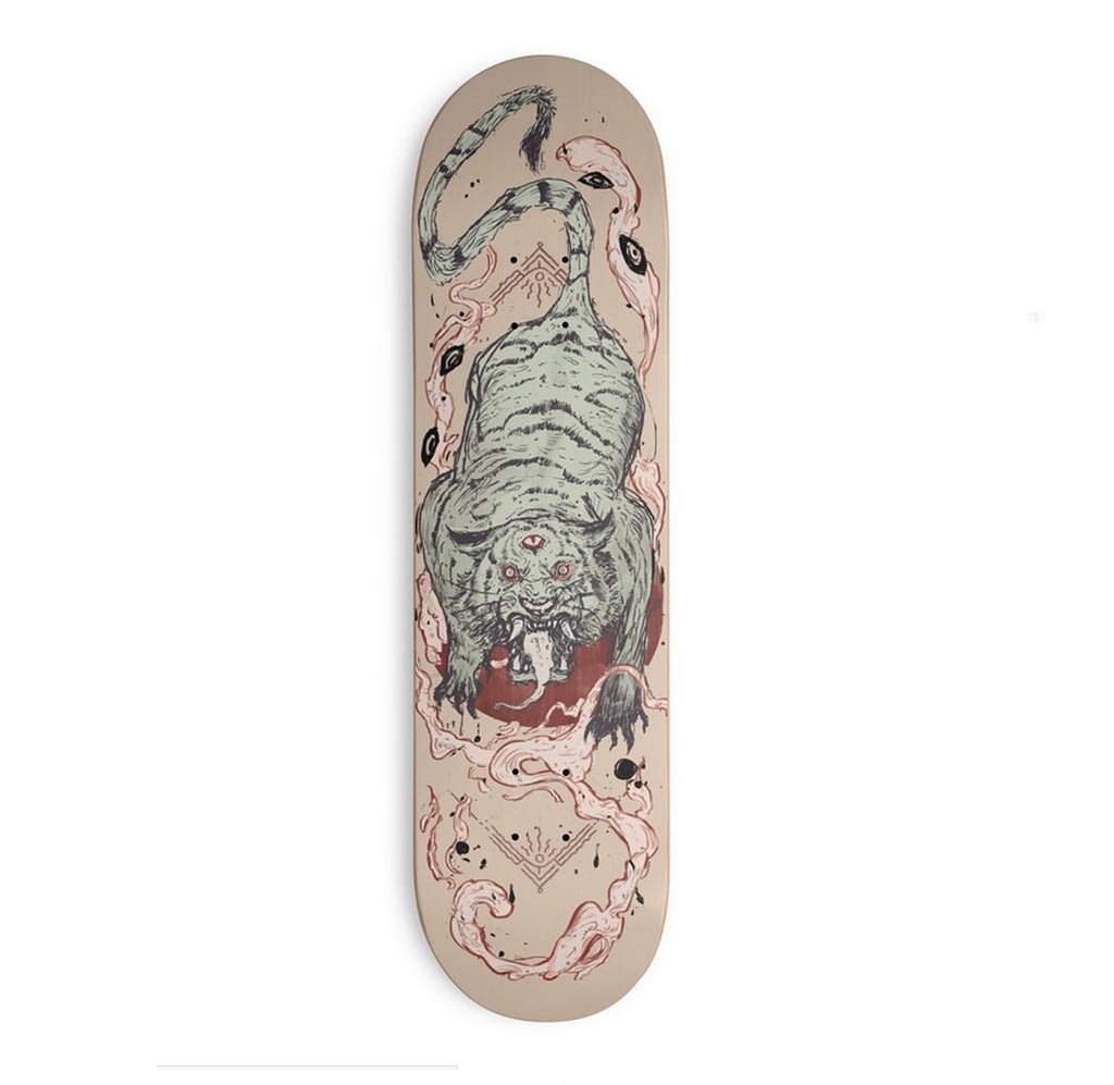 tiger style skateboard deck art